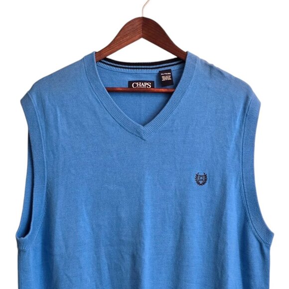 Chaps Blue Sleeveless Knit Pull Over Sweater Vest Sz XL - Picture 2 of 8